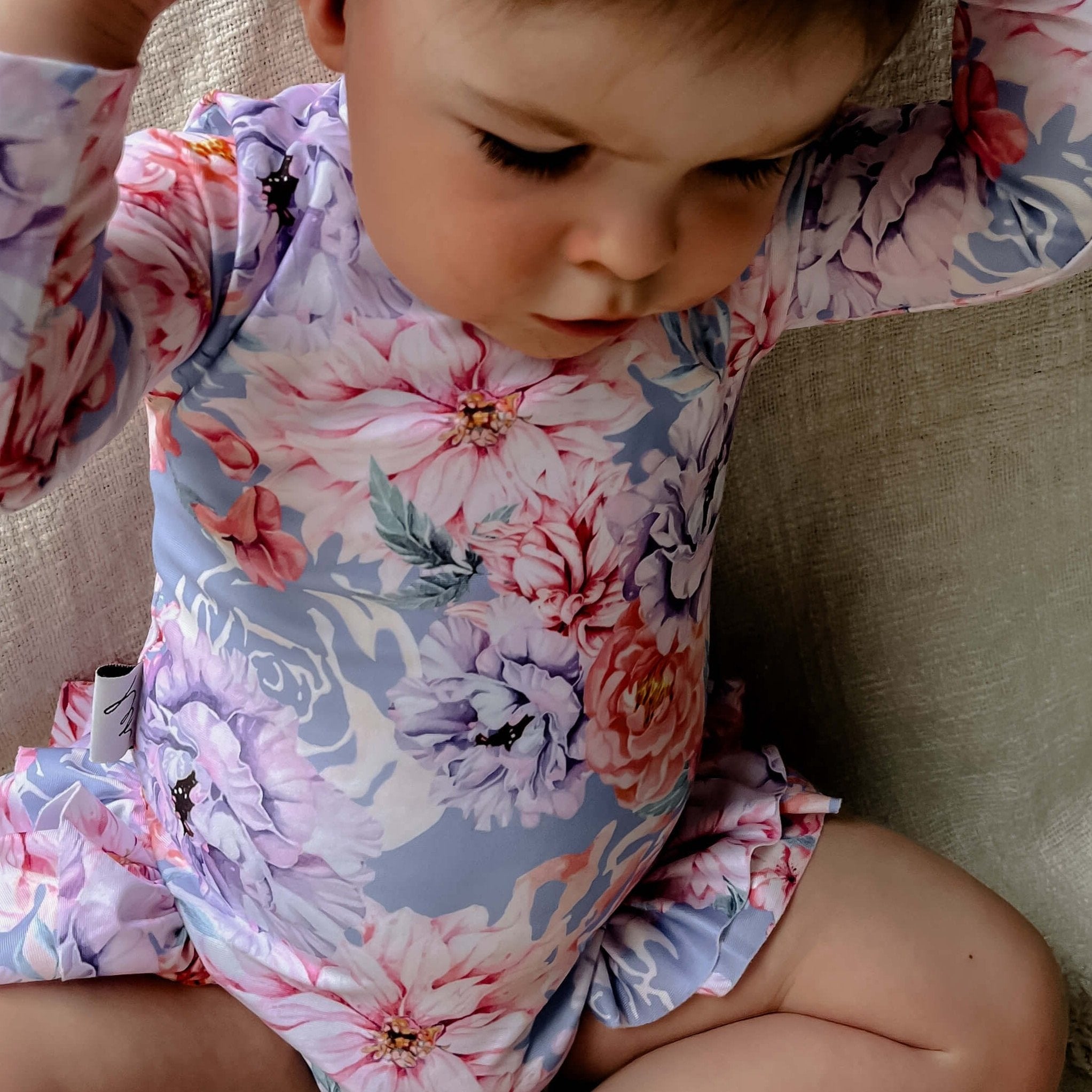 Cute swimsuit with nappy change snaps for toddlers and baby girls