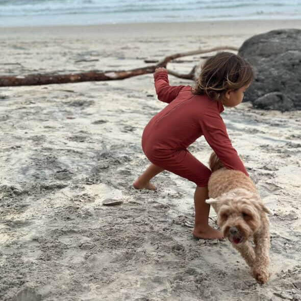 one piece brown swimsuit child