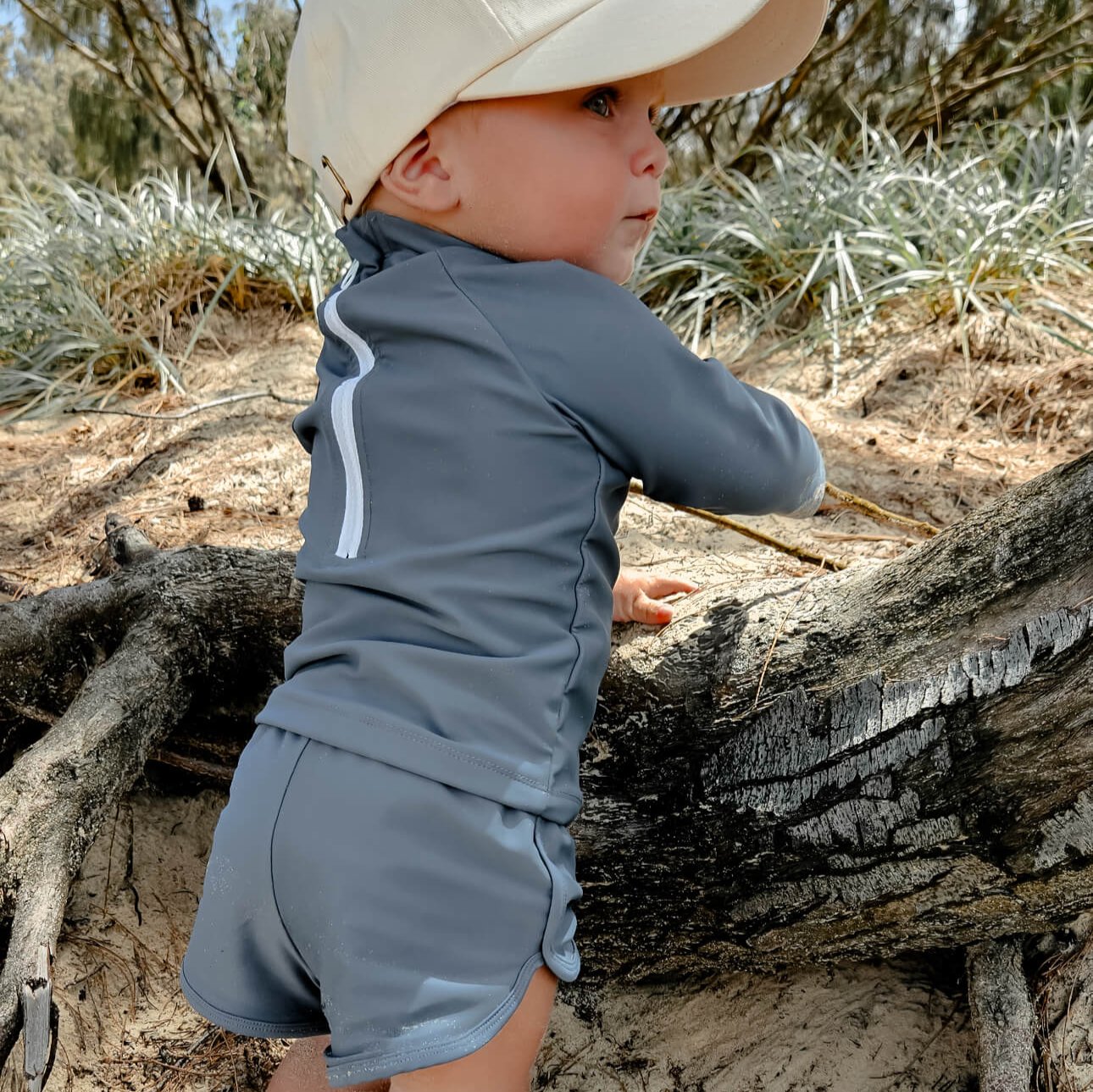 boys navy rash guard swim set