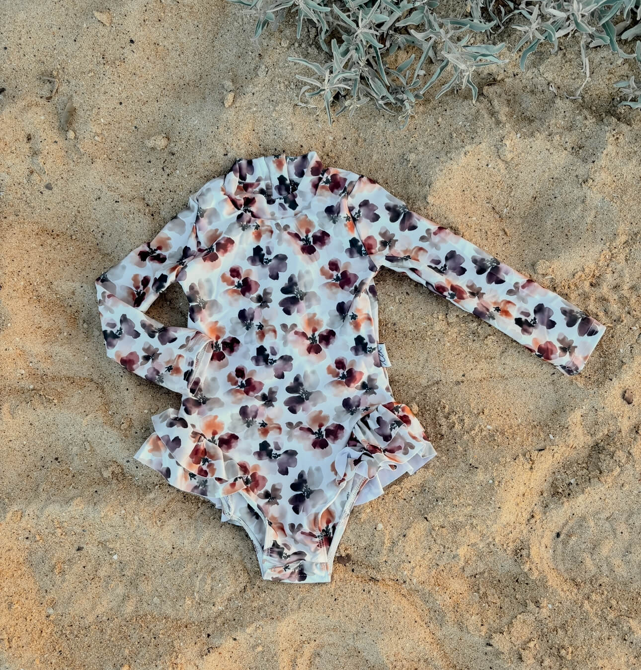 Baby girls and toddler girl swimsuit with nappy change snaps