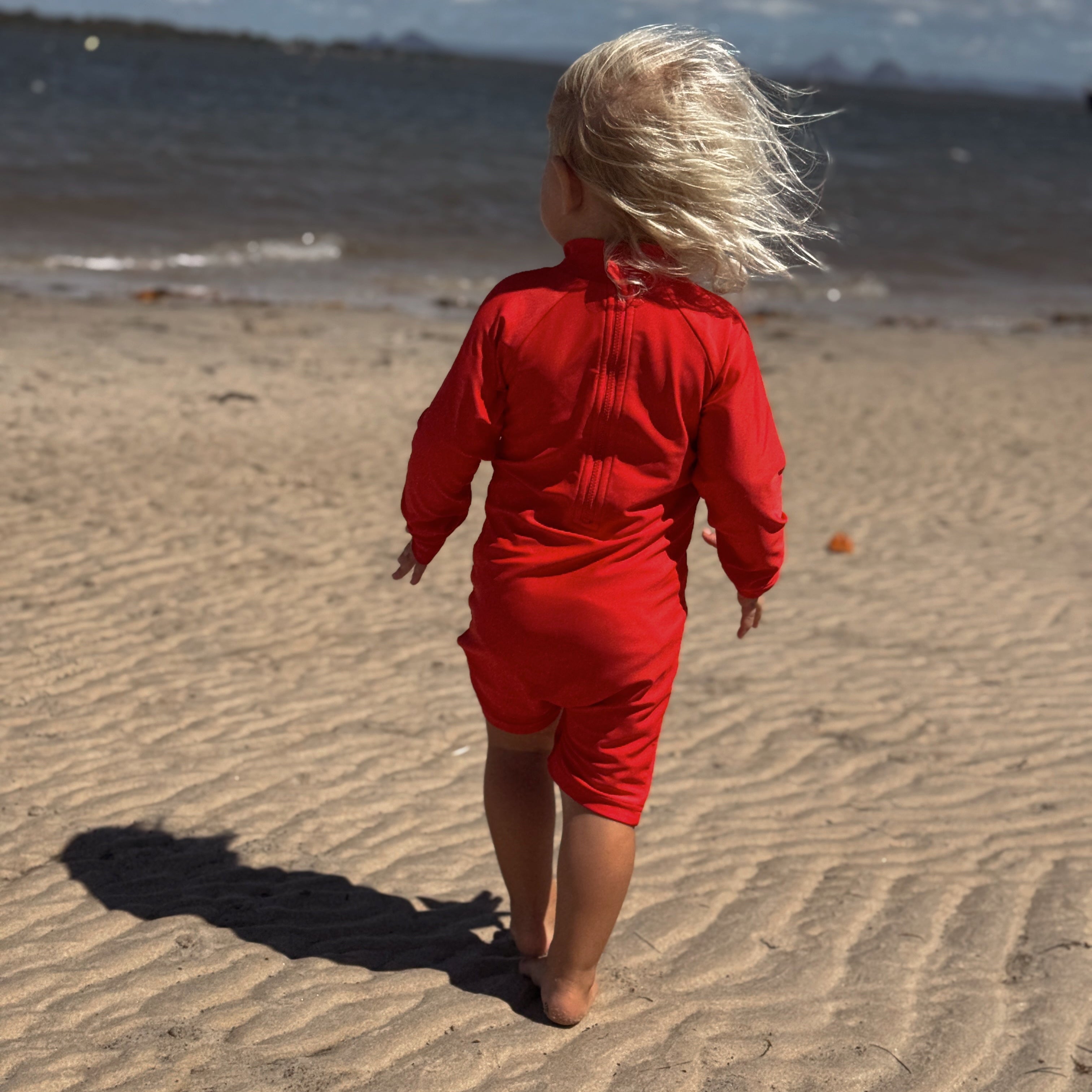 All in One Rashie Swimsuit - Bright Red
