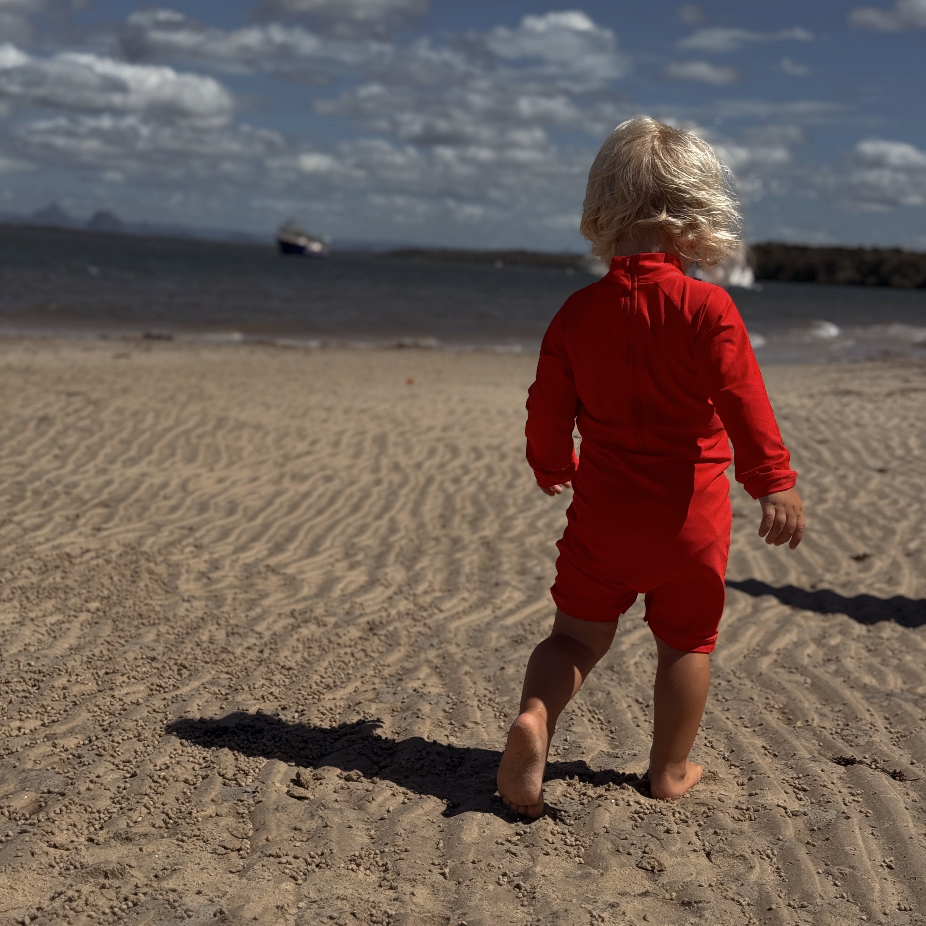 All in One Rashie Swimsuit - Bright Red