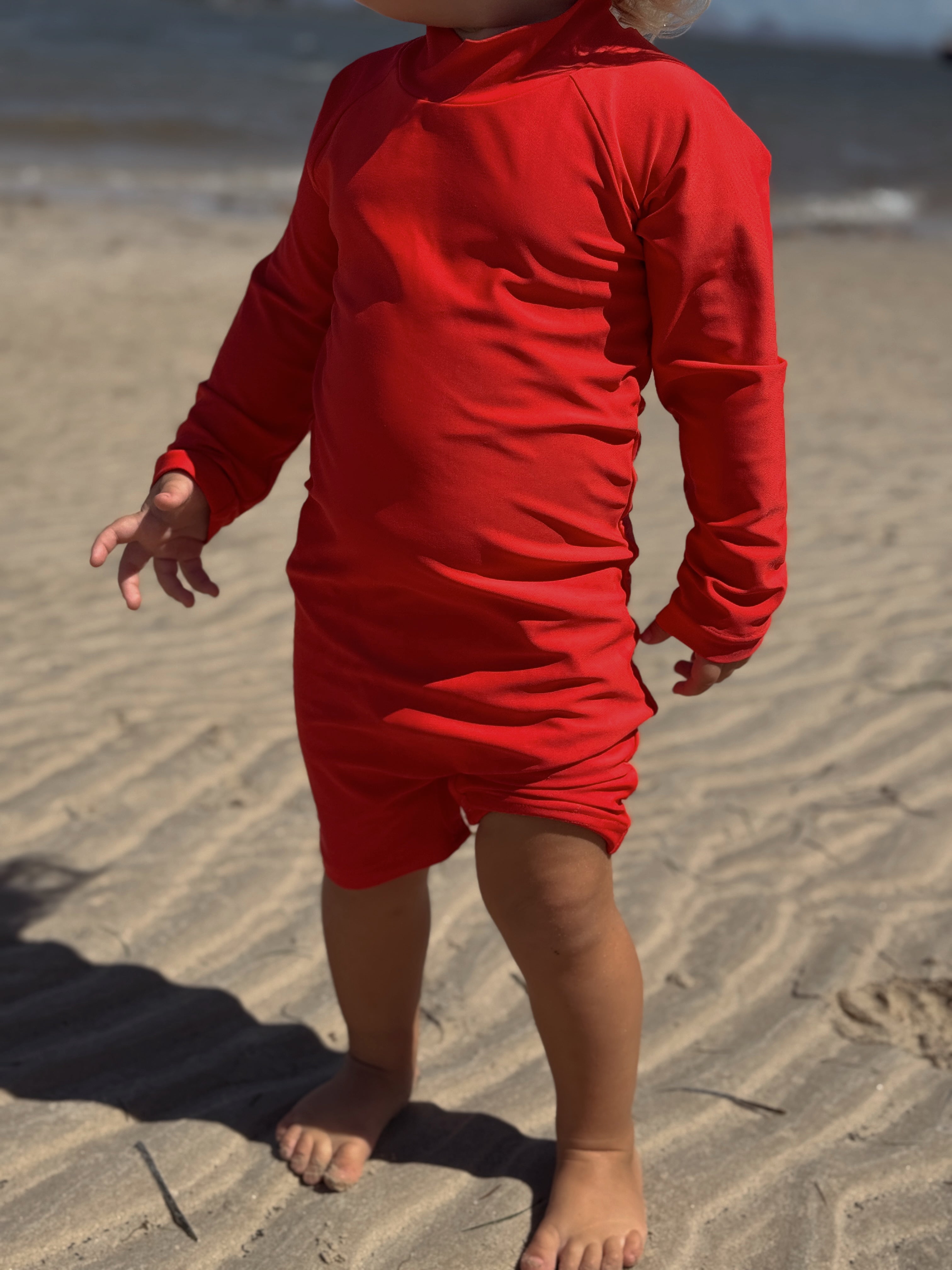 All in One Rashie Swimsuit - Bright Red