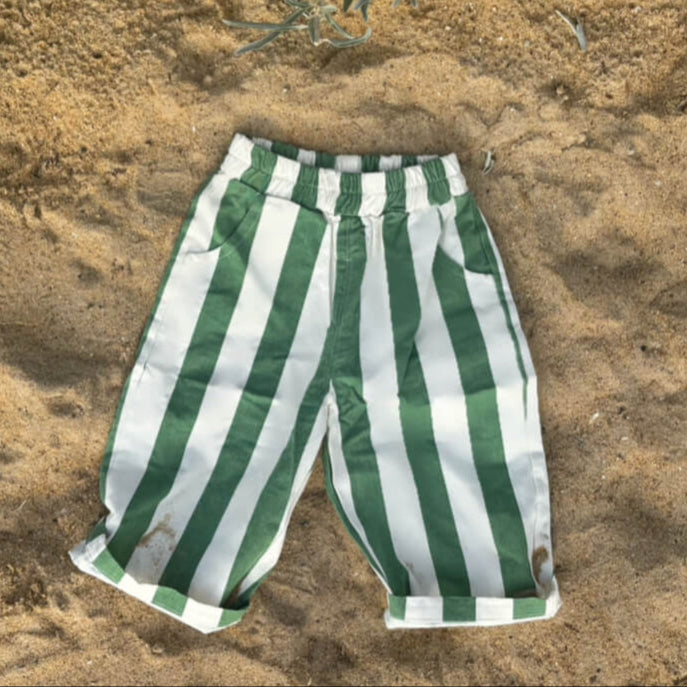 infant beach wear baby and toddler boys green and white striped pants
