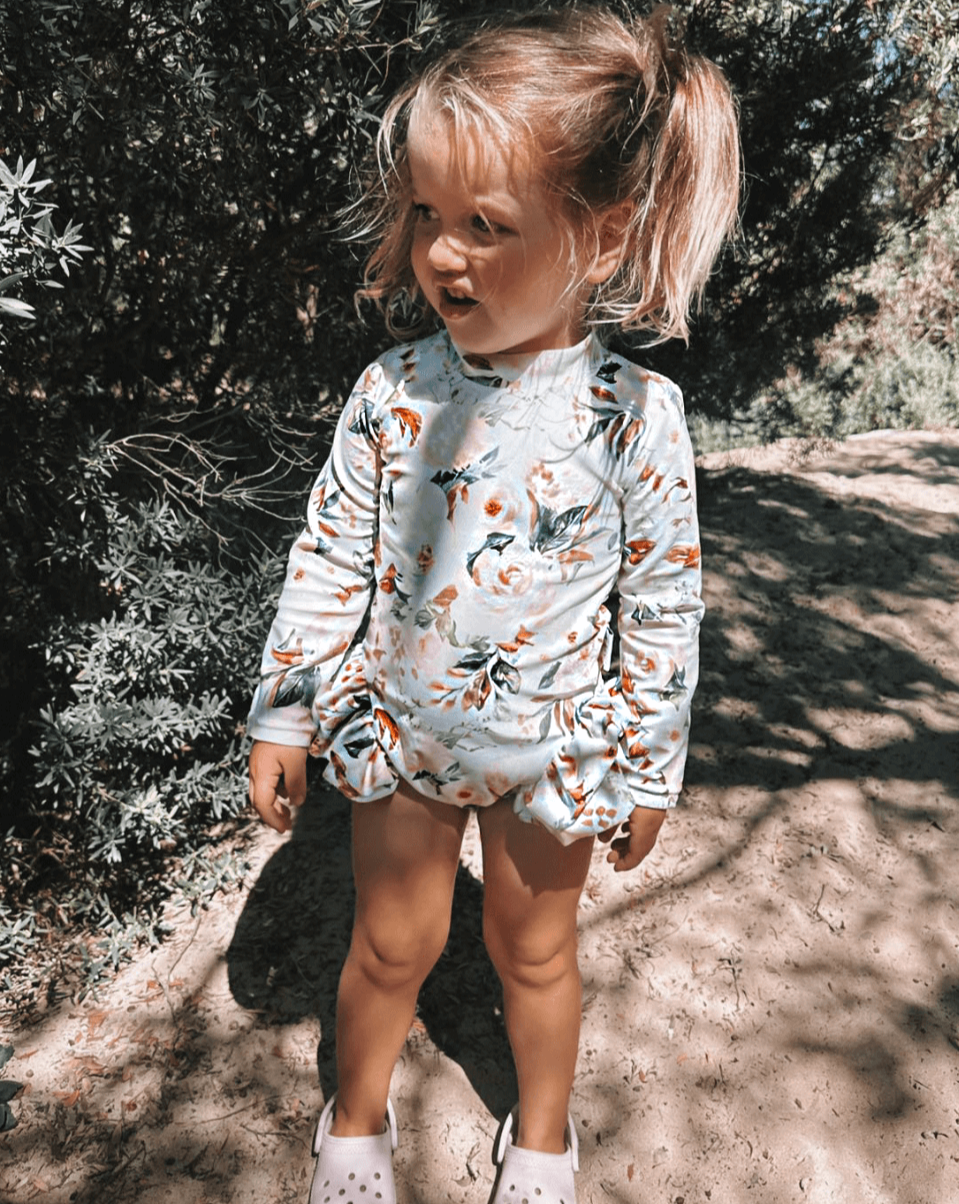 Premium Girls Long Sleeve Snap Change Swimwear Nappy Change