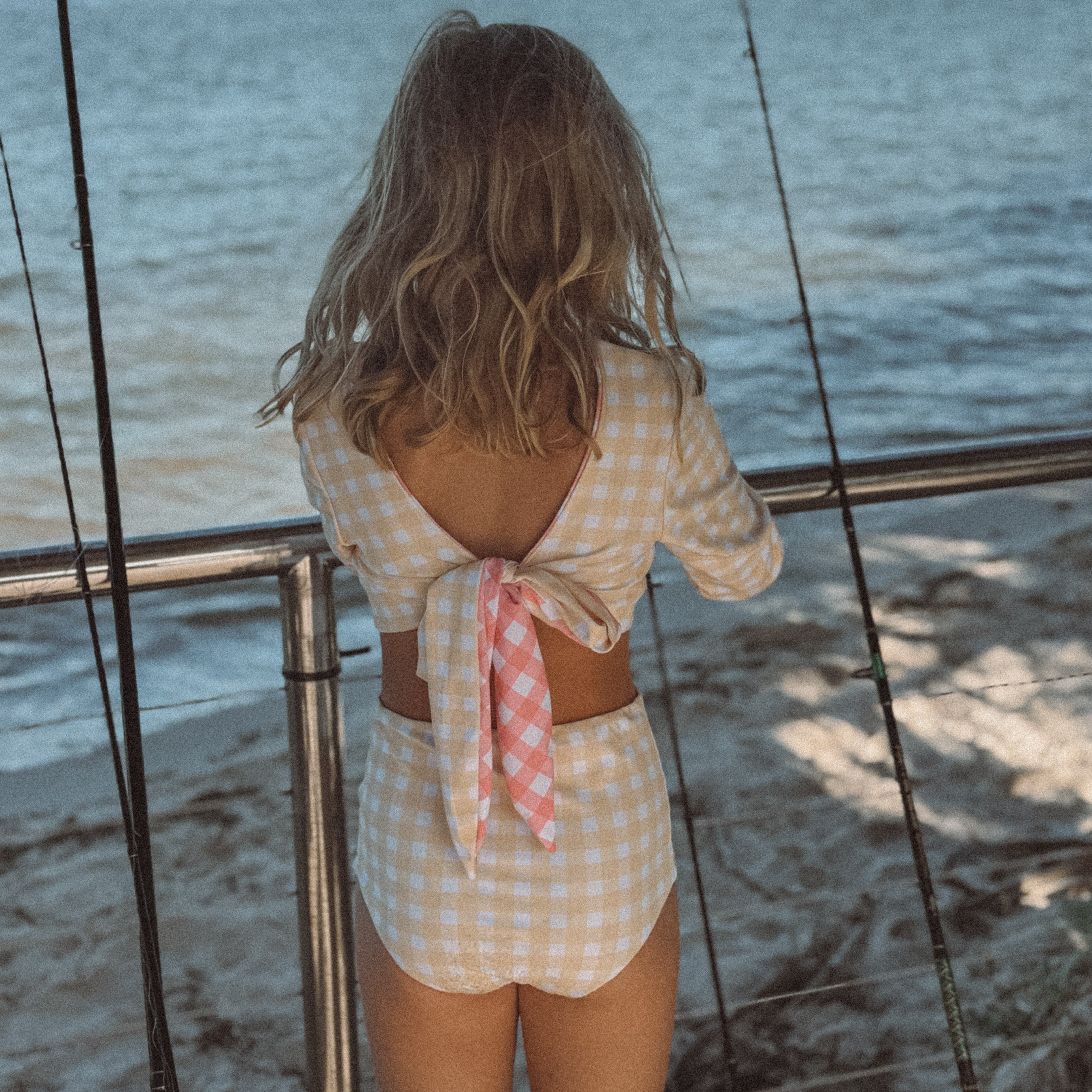 girls reversible  two piece swimsuit fishing