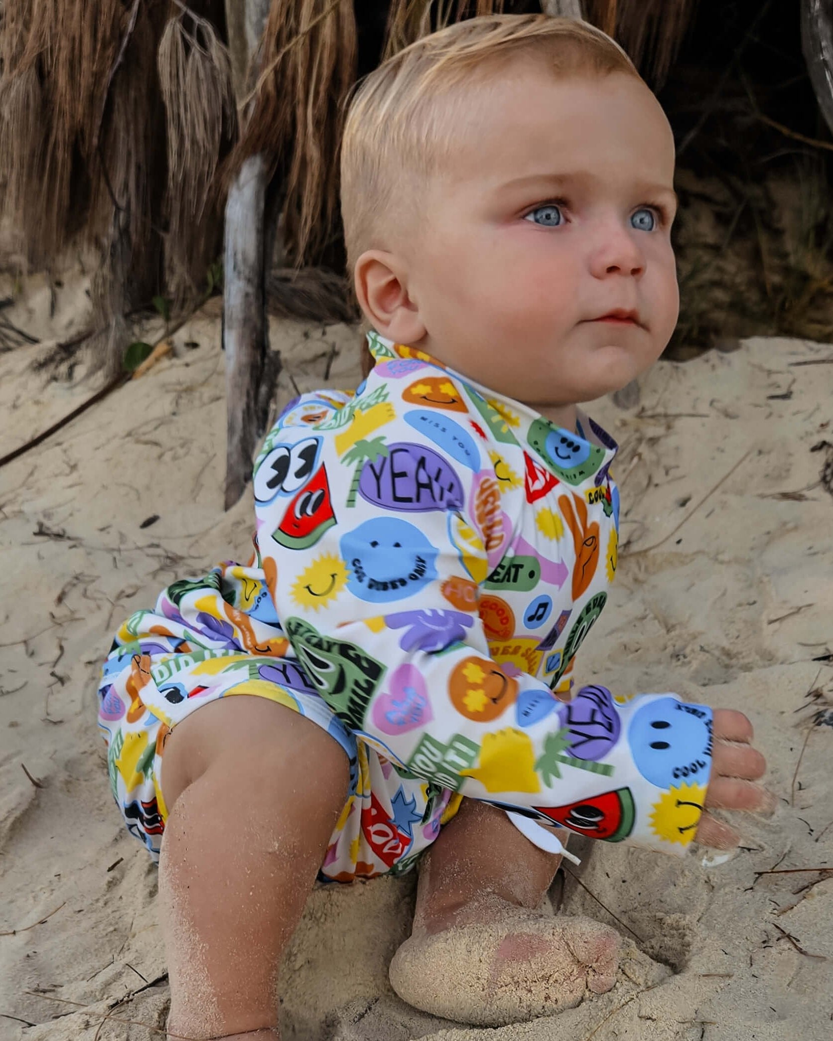 vibe baby and toddler rash guard and swim short set that is bright and easy to see boys swimwear set